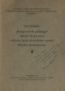 "Księgi narodu polskiego" Adama Mickiewicza i "Knyhy bytija ukrainśkoho narodu" Mikołaja Kostomarowa