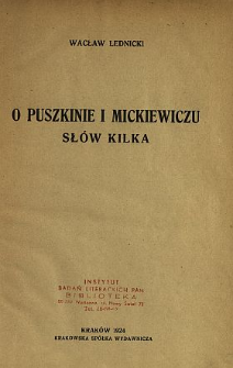 O Puszkinie i Mickiewiczu słów kilka