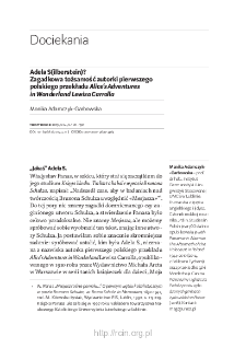 Adela S(ilberstein)? Zagadkowa tożsamość autorki pierwszego polskiego przekładu "Alice&rsquo;s Adventures in Wonderland" Lewisa Carrolla