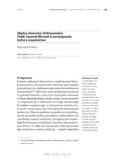 Między ekonomią i afektywnością. Polski reportaż literacki w paradygmaciekultury uczestnictwa