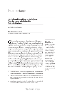 Lęk i odraza literackiego gastarbajtera. Poetyka gonzo w "Dojczlandzie" Andrzeja Stasiuka