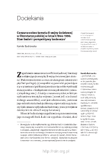 Cenzura wobec tematu II wojny światowej w literaturze polskiej w latach 1944-1990. Stan badań i perspektywy badawcze