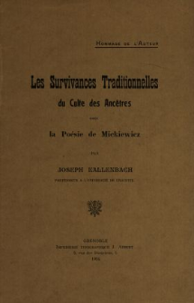 Les survivances traditionnelles du culte des anc&ecirc;tres dans la po&eacute;sie de Mickiewicz