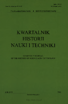 Kwartalnik Historii Nauki i Techniki, Rok LVIII, nr 2