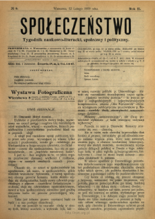 Społeczeństwo : tygodnik naukowo-literacki, społeczny i polityczny 1909 N.6