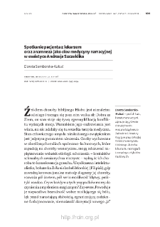 Spotkanie pacjenta z lekarzem oraz anamneza jako clou medycyny narracyjnej w eseistyce Andrzeja Szczeklika