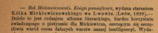 [Recenzja :] Rok Mickiewiczowski. Księga pamiątkowa wydana staraniem K&oacute;łka Mickiewiczowskiego we Lwowie (Lw&oacute;w, 1899)
