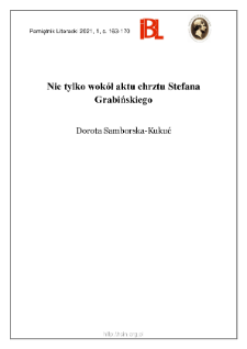 Nie tylko wok&oacute;ł aktu chrztu Stefana Grabińskiego
