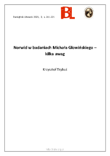 Norwid w badaniach Michała Głowińskiego &ndash; kilka uwag