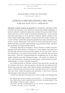 Jadwiga Chrząszczewska (1853–1935). Wybrane wątki życia i twórczości