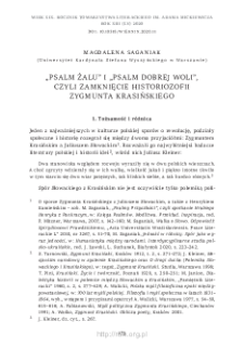 „Psalm żalu” i „Psalm dobrej woli”, czyli zamknięcie historiozofii Zygmunta Krasińskiego
