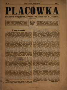 Placówka : tygodnik wojskowy, społeczny, naukowy i literacki 1919 N.2