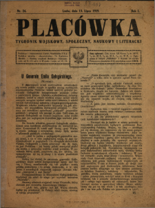 Placówka : tygodnik wojskowy, społeczny, naukowy i literacki 1919 N.24