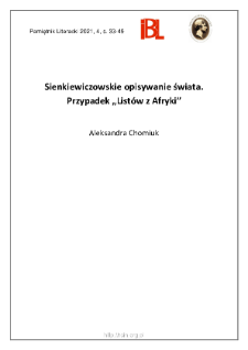 Sienkiewiczowskie opisywanie świata. Przypadek &bdquo;List&oacute;w z Afryki&rdquo;