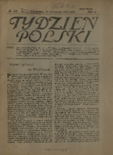 Tydzień Polski : tygodnik polityczno-społeczny : wychodzi w sobotę 1920 N.33