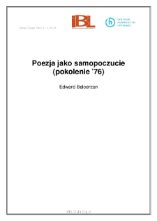 Poezja jako samopoczucie (pokolenie '76)