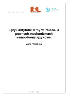 Język antytotalitarny w Polsce: O pewnych mechanizmach samoobrony językowej
