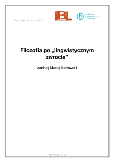 Filozofia po "lingwistycznym zwrocie"