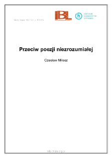 Przeciw poezji niezrozumiałej