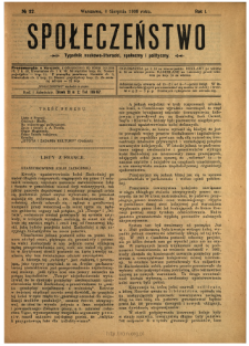 Społeczeństwo : tygodnik naukowo-literacki, społeczny i polityczny 1908 N.32