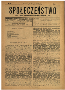 Społeczeństwo : tygodnik naukowo-literacki, społeczny i polityczny 1908 N.33
