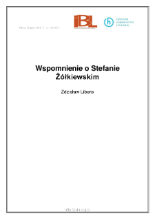Wspomnienie o Stefanie Żółkiewskim