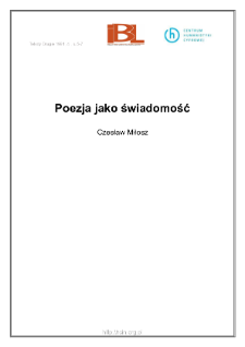 Poezja jako świadomość