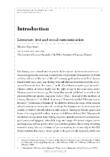 Introduction: Literature: text and form of social communication