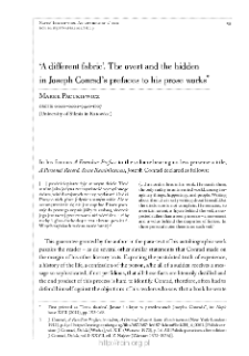 ‘A different fabric’. The overt and the hidden in Joseph Conrad’s prefaces to his prose works