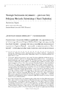 Strategie budowania intymności &ndash; pierwsze listy Felicjana Medarda Faleńskiego i Marii Trębickiej