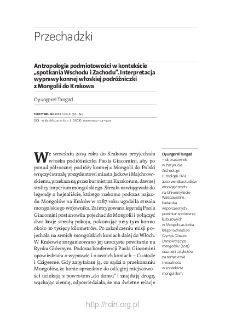 Antropologia podmiotowości w kontekście &bdquo;spotkania Wschodu i Zachodu&rdquo;. Interpretacja wyprawy konnej włoskiej podr&oacute;żniczki z Mongolii do Krakowa