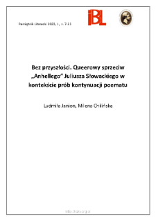 Bez przyszłości. Queerowy sprzeciw „Anhellego”Juliusza Słowackiego w kontekście prób kontynuacji poematu