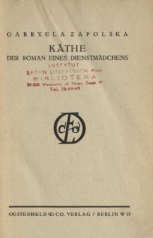 Käthe : der Roman eines Dienstmädchens