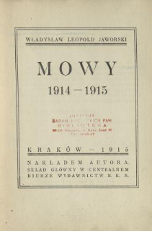 Mowy 1914-1915