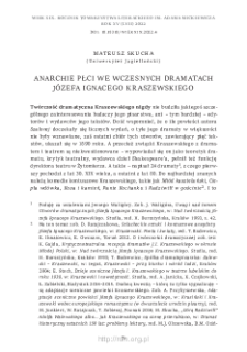 Anarchie płci we wczesnych dramatach Józefa Ignacego Kraszewskiego