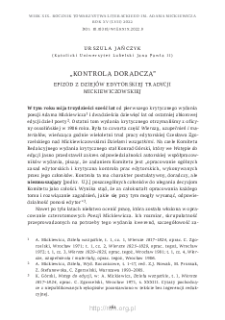 „Kontrola doradcza”. Epizod z dziejów edytorskiej tradycji mickiewiczowskiej