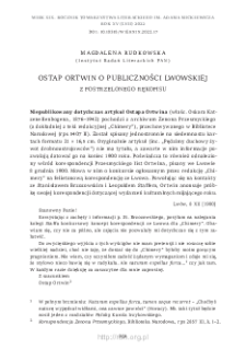 Ostap Ortwin o publiczności lwowskiej. Z postrzelonego rękopisu