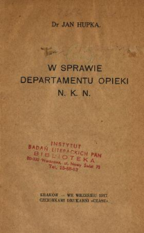 W sprawie departamentu opieki N. K. N.