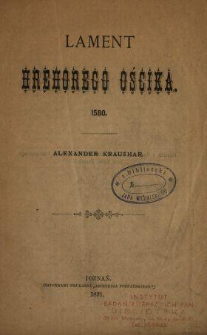 Lament Hrehorego Ościka 1580