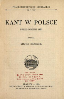 Kant w Polsce przed rokiem 1830
