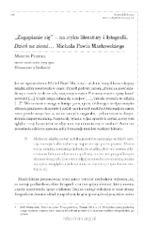 „Zagapianie się” – na styku literatury i fotografii. „Dzień na ziemi” Michała Pawła Markowskiego