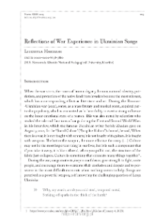Reflections of War Experience in Ukrainian Songs