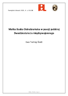 Matka Boska Ostrobramska w poezji polskiej Dwudziestolecia międzywojennego