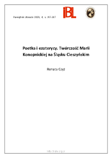 Poetka i ezoterycy. Twórczość Marii Konopnickiej na Śląsku Cieszyńskim