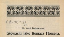 Słowacki jako tł&oacute;macz Homera