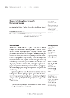 Korpus tekstowy jako narzędzie literaturoznawcze