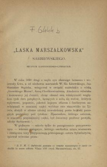 "Laska marszałkowska" Sarbiewskiego : studyum kaznodziejsko-literackie