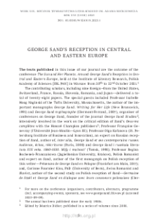 George Sand&rsquo;s Reception in Central and Eastern Europe