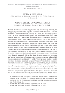 Who&rsquo;s Afraid of George Sand? Indiana&rsquo;s Author as Seen by Maria Ilnicka