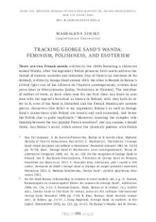 Tracking George Sand’s Wanda: Feminism, Polishness, and Esoterism